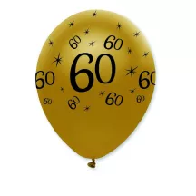 Ballon Zahl 60 Schwarz/Gold, 6 Stück