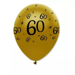 Palloncino numero 60 nero/oro, 6 pezzi