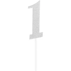 Cake topper number 1, silver