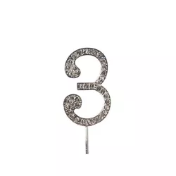 Topper numerico con diamante - Numero: 3