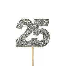 Cupcakes Topper Zahl 25 Silber, 12 Stück