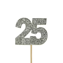 Cupcakes Topper Zahl 25 Silber, 12 Stück