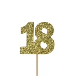 Cupcakes Topper nombre 18 or, 12 pièces