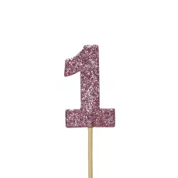 Cupcakes topper number 1 pink, 12 pieces