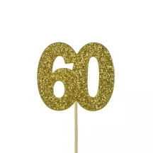 Cupcakes Topper nombre 60 or, 12 pièces