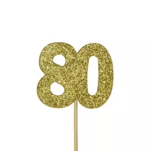 Cupcakes Topper Zahl 80 Gold, 12 Stück