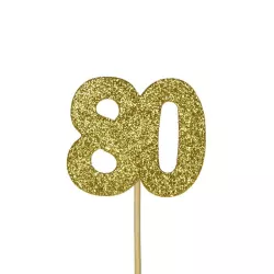Cupcakes Topper Zahl 80 Gold, 12 Stück