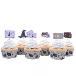 Pirottino per cupcake con topper Hogwarts, 24 pirottini e 24 topper