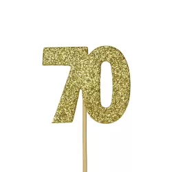 Topper per cupcake numero 70 oro, 12 pezzi