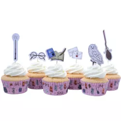 Moules et toppers pour cupcakes Harry Potter, 24 pièces chacun