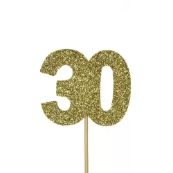 Topper per cupcake numero 30 oro, 12 pezzi
