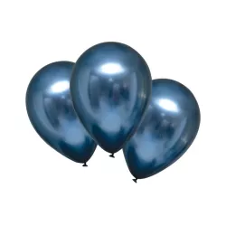 Ballons en latex bleu azur métallisé, paquet de 6 (Ø 27.5 cm)