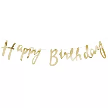 Ghirlanda Happy Birthday in oro, 1.5 m