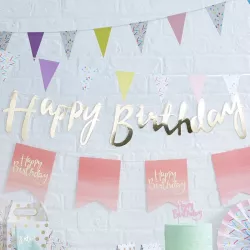 Guirlande Happy Birthday en or, 1,5 m