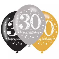 Palloncini Glitter 30 anni, 6 pezzi