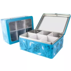 Tea bag box with viewing window, 203 x 157 x 80 mm