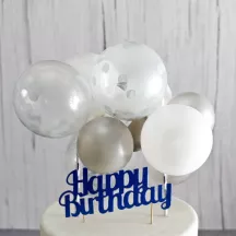 Cake Topper "Happy Birthday" - glitzer blau