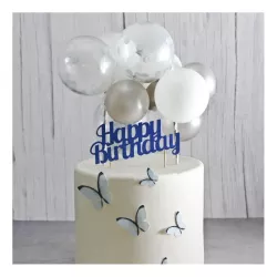 Cake Topper "Happy Birthday" - glitzer blau