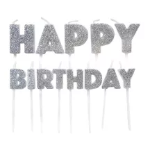 Happy Birthday candles - Silver