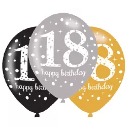 Glitter balloons 18 years, 6 pieces