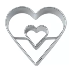 Heart-in-heart cookie cutter, stainless steel, 4 cm