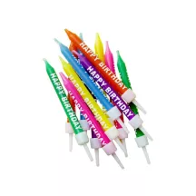 Candles Happy Birthday colorful, 12 pieces