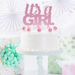 C'est une fille Cake Topper rose