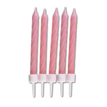 Birthday candles pink, 10 pieces