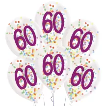 Ballons confettis 60e anniversaire, lot de 6