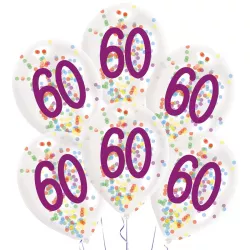 Confetti balloons 60th birthday, set of 6