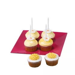 Weisse Glitzer-Kerzen, 10er-Set mit Haltern (7,5 cm)