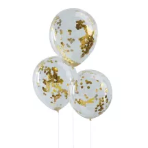 Palloncini con coriandoli dorati, set da 5 (Ø 30 cm)