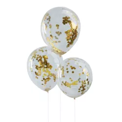 Konfetti Ballons Gold, 5er-Set (Ø 30 cm)