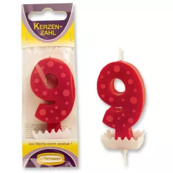 Candela numerata 9 Rossa a pois