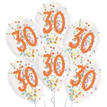Ballons confettis 30e anniversaire, lot de 6