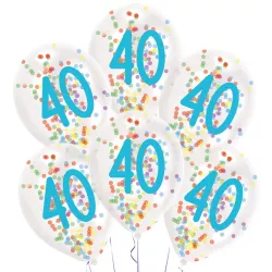 Confetti balloons 40th birthday, set of 6
