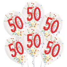 Confetti balloons 50th birthday, set of 6