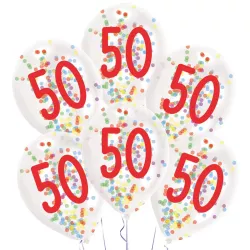 Confetti balloons 50th birthday, set of 6
