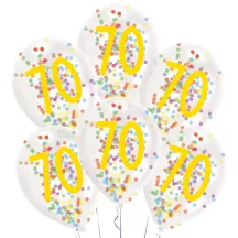 Konfetti-Ballons 70. Geburtstag, 6er-Set
