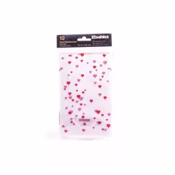 Sachets transparents avec petits cœurs, 10 pièces