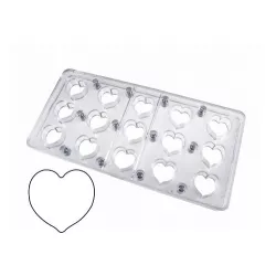 Moule à pralines en forme de coeur avec fond magnétique, 15 pièces
