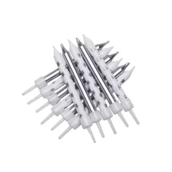 Candele Metallic Argento / Bianco con stelle, 12 pezzi