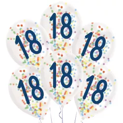 Konfetti-Ballons 18. Geburtstag, 6er-Set