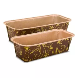Paper baking tin brown 21.5 x 9 cm, 6 pieces for cake & bread