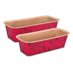 Paper baking tin red 21.5 x 9 cm, 6 pieces for cakes