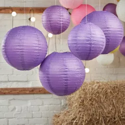 Lampions en papier violet, lot de 5
