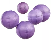 Lanterne di carta viola, set da 5 pezzi
