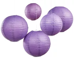 Violette Papierlampions, 5er-Set