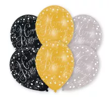 Set de ballons Happy Birthday, 6 ballons en latex