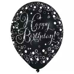 Set de ballons Happy Birthday, 6 ballons en latex